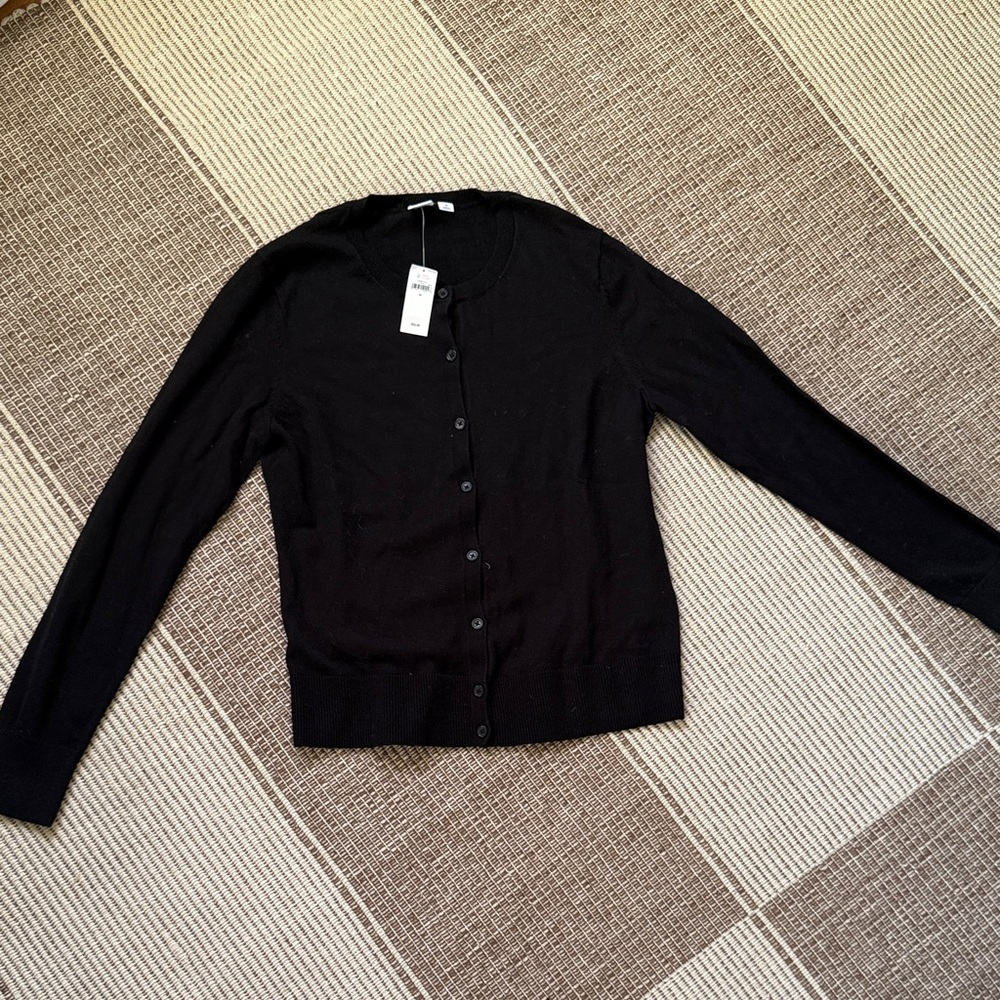 NWT - GAP Women's 100% Cotton Black Cardigan Sweater